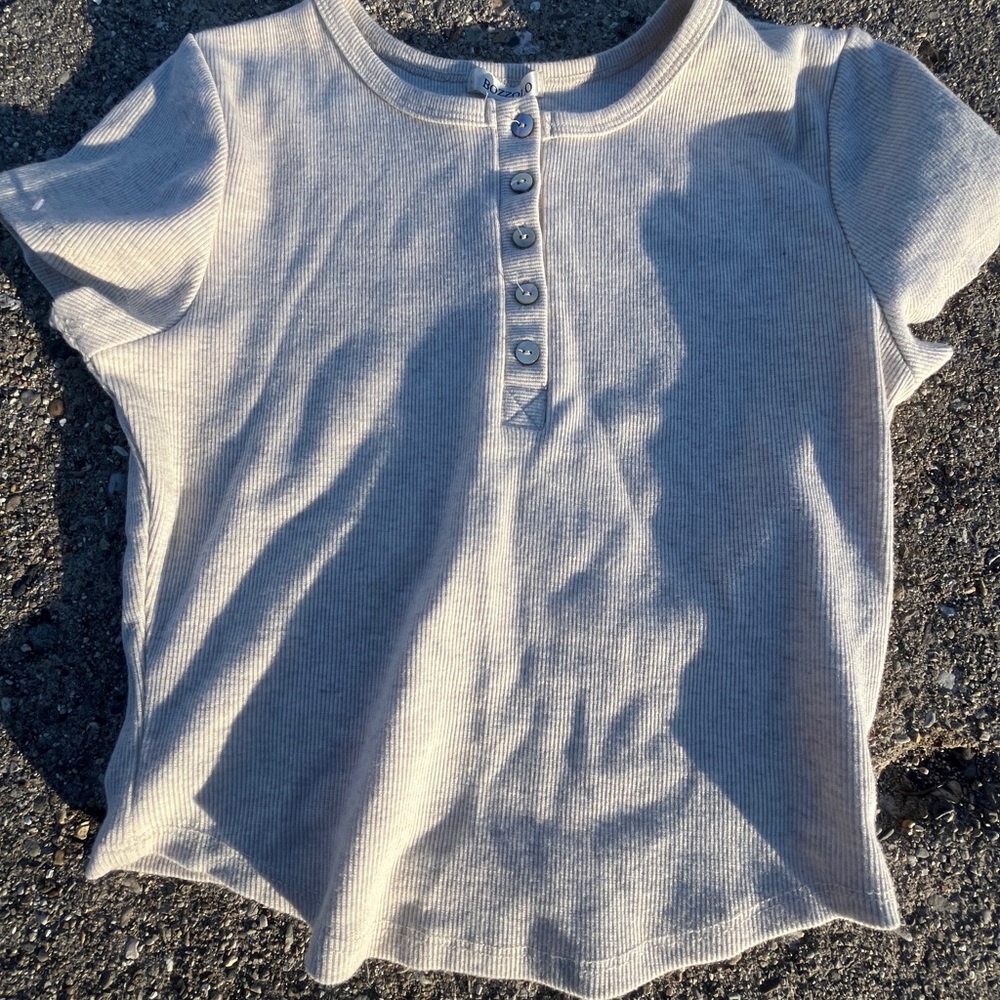 NWOT Basic Cream Henley crop top